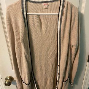 cream cardigan with black striped edges size L
